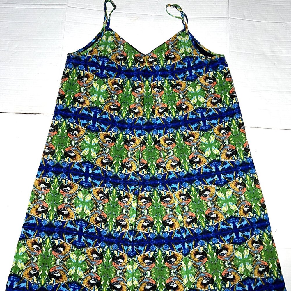 Sam Edelman Parrot Bird Lined Short Mini Cami Slip Summer Party Vacation Dress M